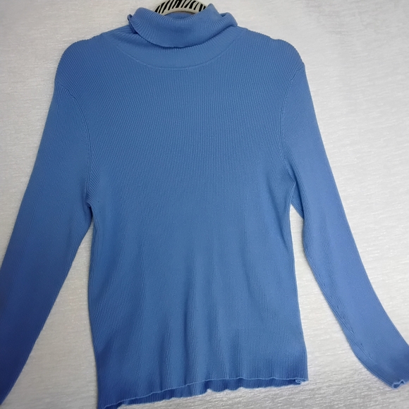 Chico's Sky Blue Turtleneck Sweater - Picture 3 of 6